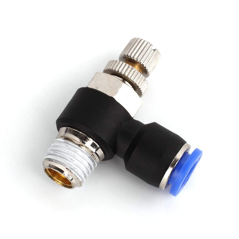 SNS 1/4"Tube OD x 1/8 NPT 90 Degree Elbow Air Flow Control Valve Push To Connect Fitting Speed control valve(10 PCS) JSC1/4-N01 - Image 5